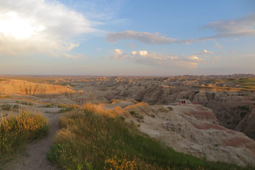The Badlands at sunset in South Dakota