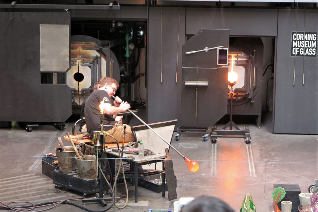 Blowing Glass Demonstration at the Corning Museum of Glass, New York - Top Learning Sites for Kids while Traveling in the United States