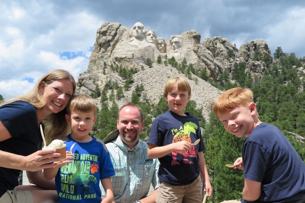 Eating Ice Cream from Thomas Jefferson's recipe at Mt Rushmore in South Dakota