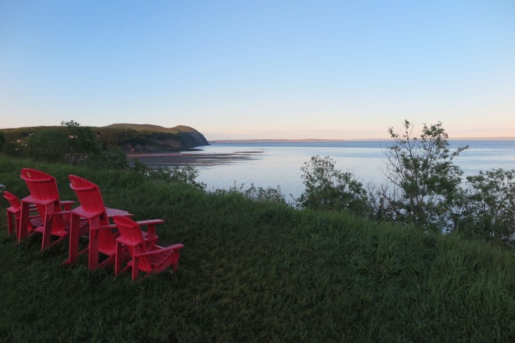 Picturesque Red Chairs with a Fantastic View in Fundy National Park in Canada