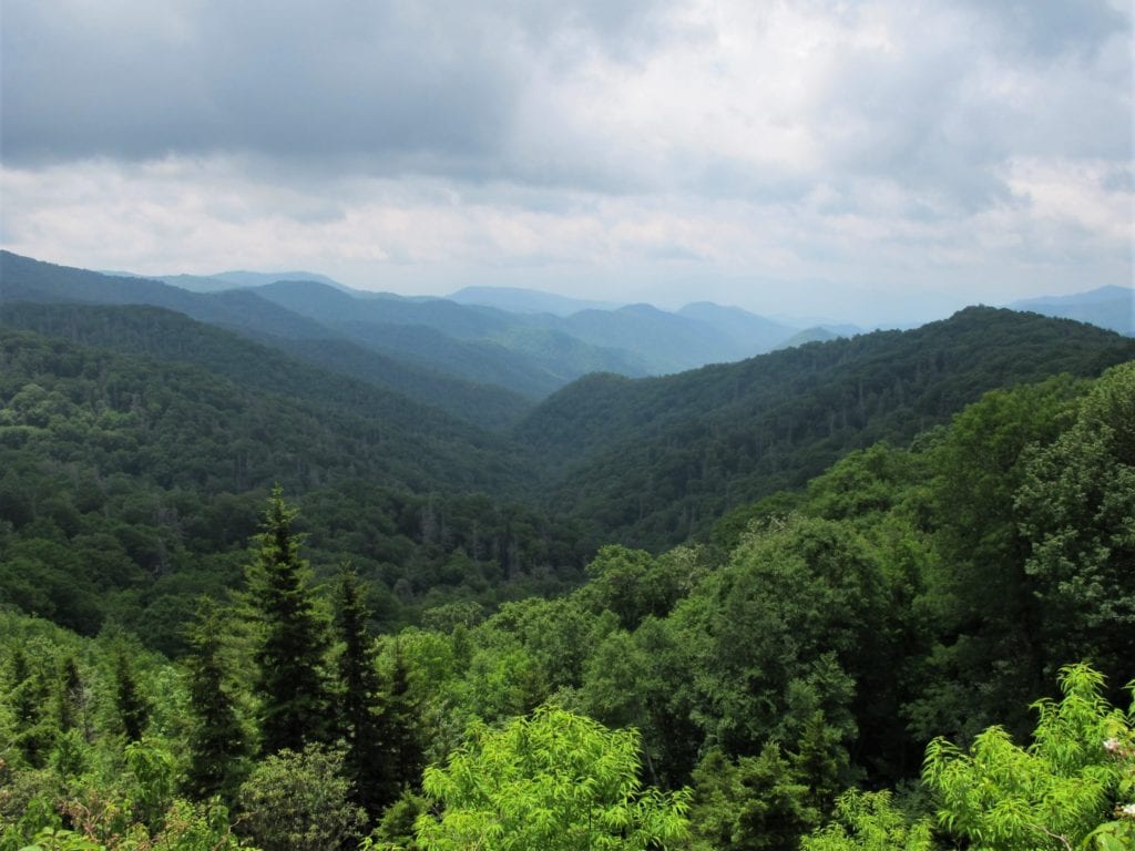 Smoky Mountain National Park Overlook with a smoky view