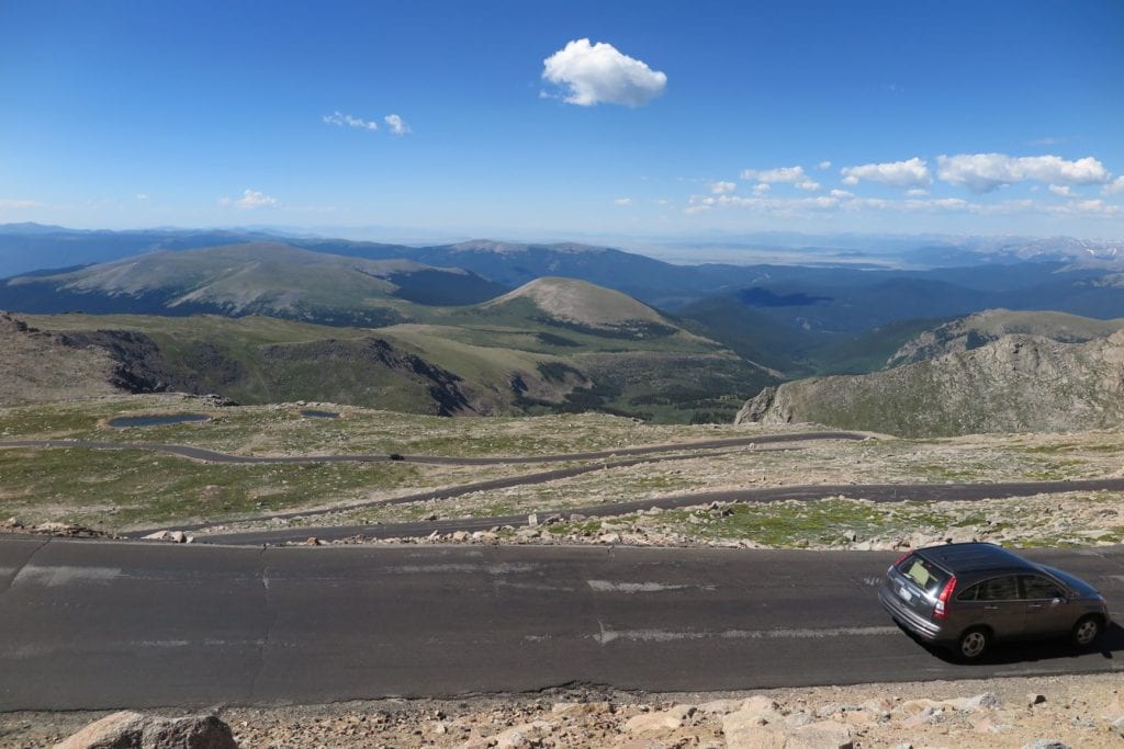 Mount Evans view driving back down, of the road looking down the mountain - Colorado