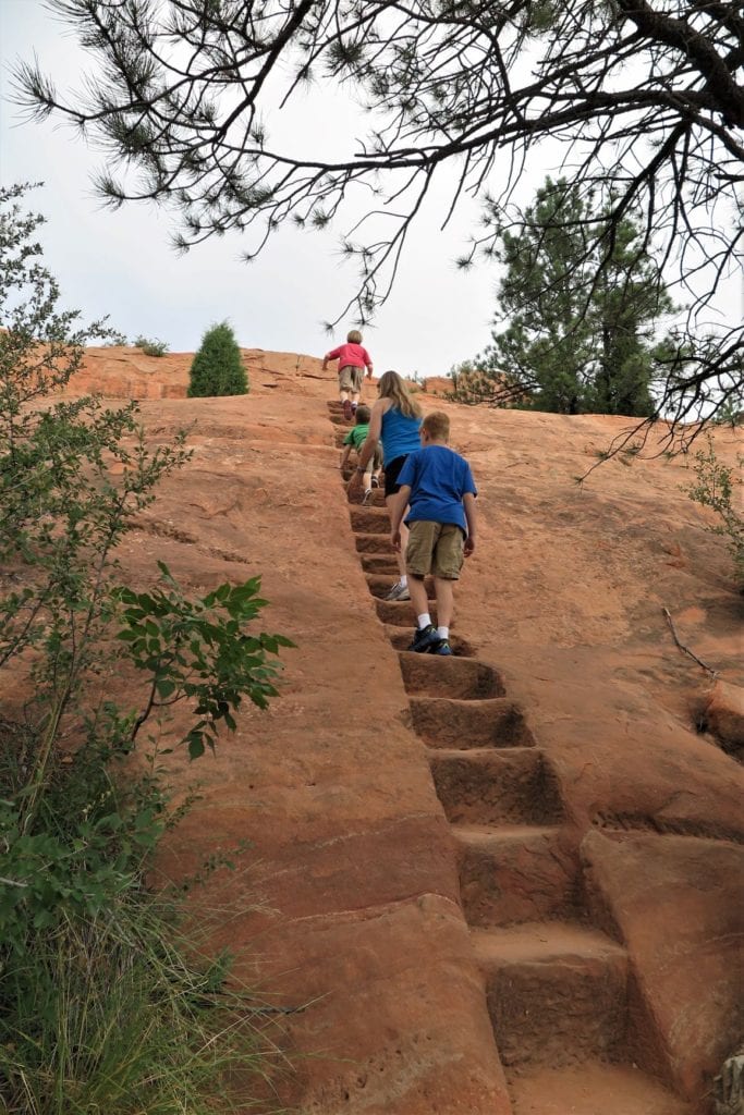 Red Rock Canyon Open Space rock staircase on the trail - Colorado