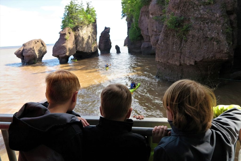 Hopewell Rocks at high tide view from the observation platform, Canada