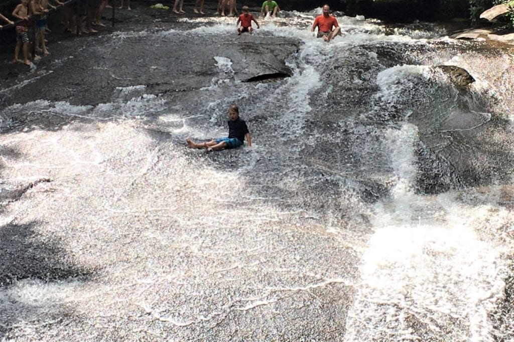 Sliding Rock, North Carolina, sliding down an actual rock waterfall! Best Activity to do in North Carolina