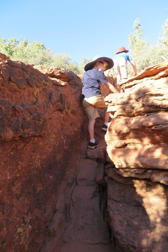narrow section on Doe Mountain trail in Sedona, Arizona