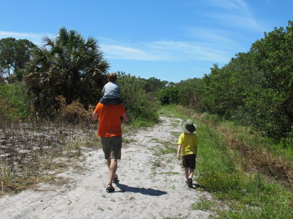 Walking the sandy trail at Honeymoon Island, Florida