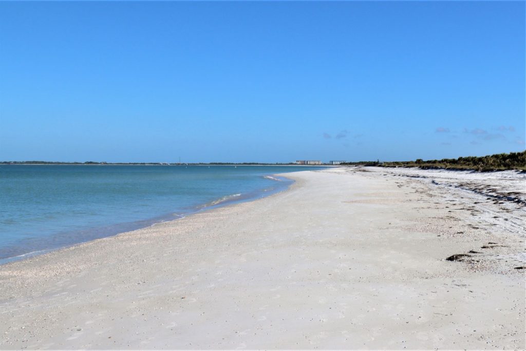 Caladesi Island, Florida - Looking north up the white sand beach