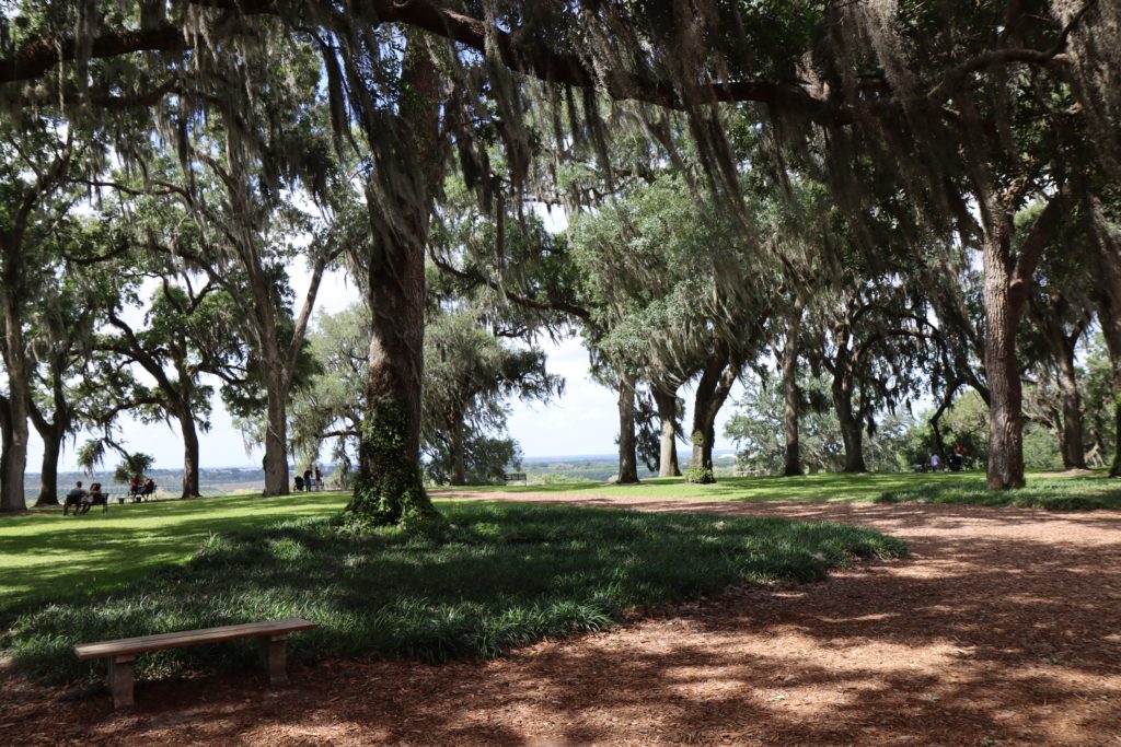 Bok Tower Gardens shaded picnic area near the Singing Tower - Florida