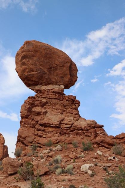 A side view of Balance Rock at Arches National Park, Utah