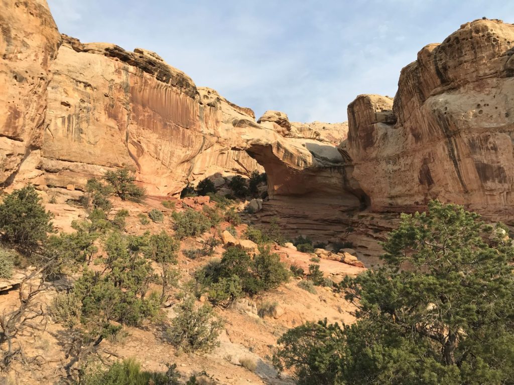 Capitol Reef National Park - Hickman Bridge Trail - first glimpse of the big arch
