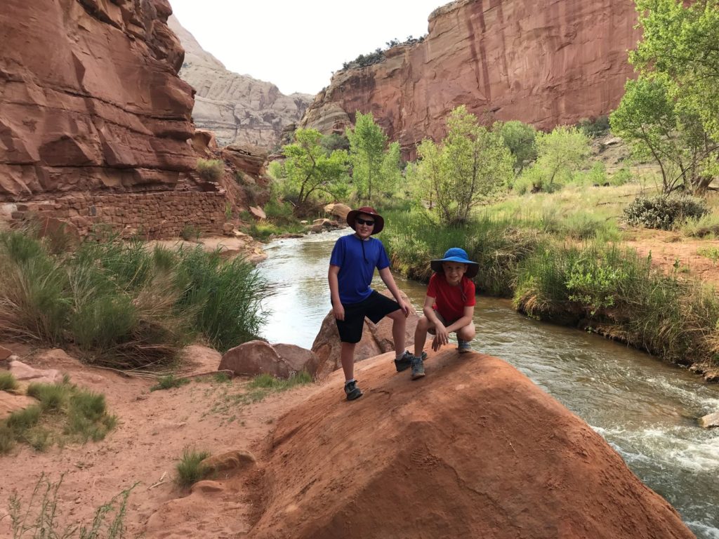 Hickman Bridge Trail - Capitol Reef National Park, Utah - Standing at the trailhead along the river