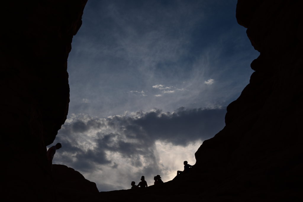 Unique photo idea under Turret Arch at Arches National Park, Utah