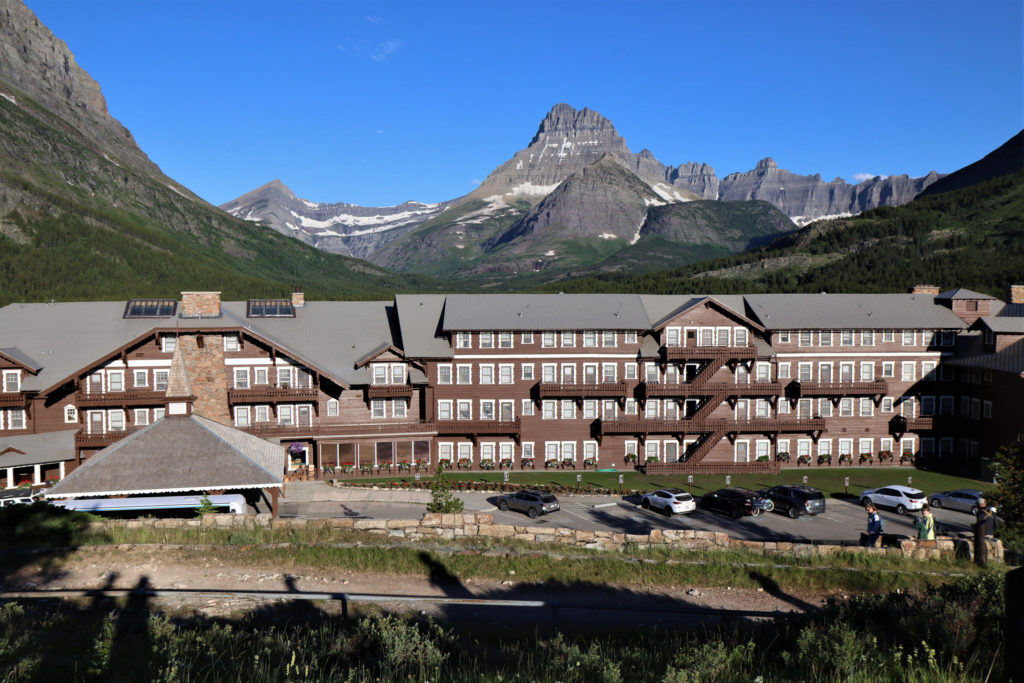Many Glacier Hotel, Glacier National Park in late June, Montana