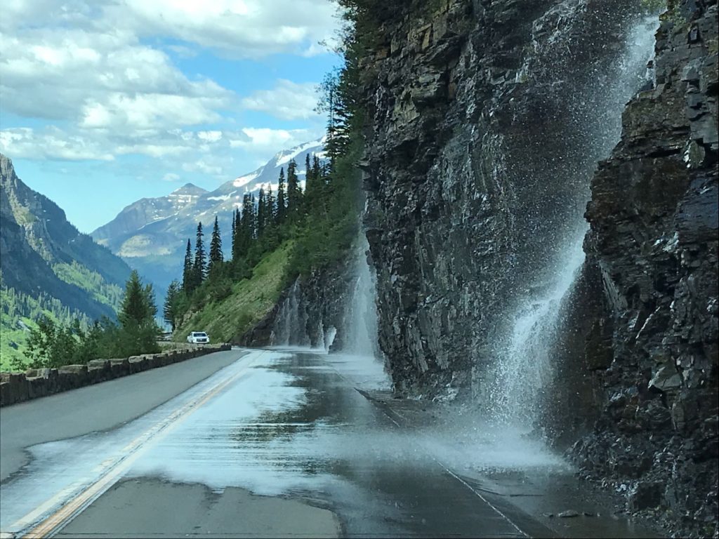Weeping Wall, Glacier National Park in late June, Montana