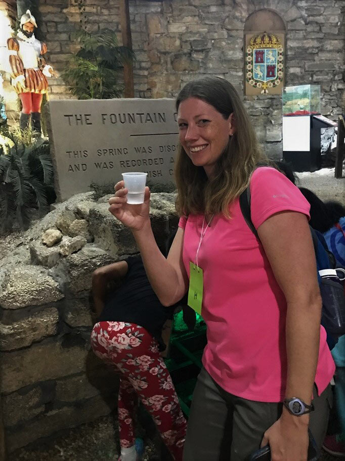 Drinking water from the Fountain of Youth, St. Augustine, Florida