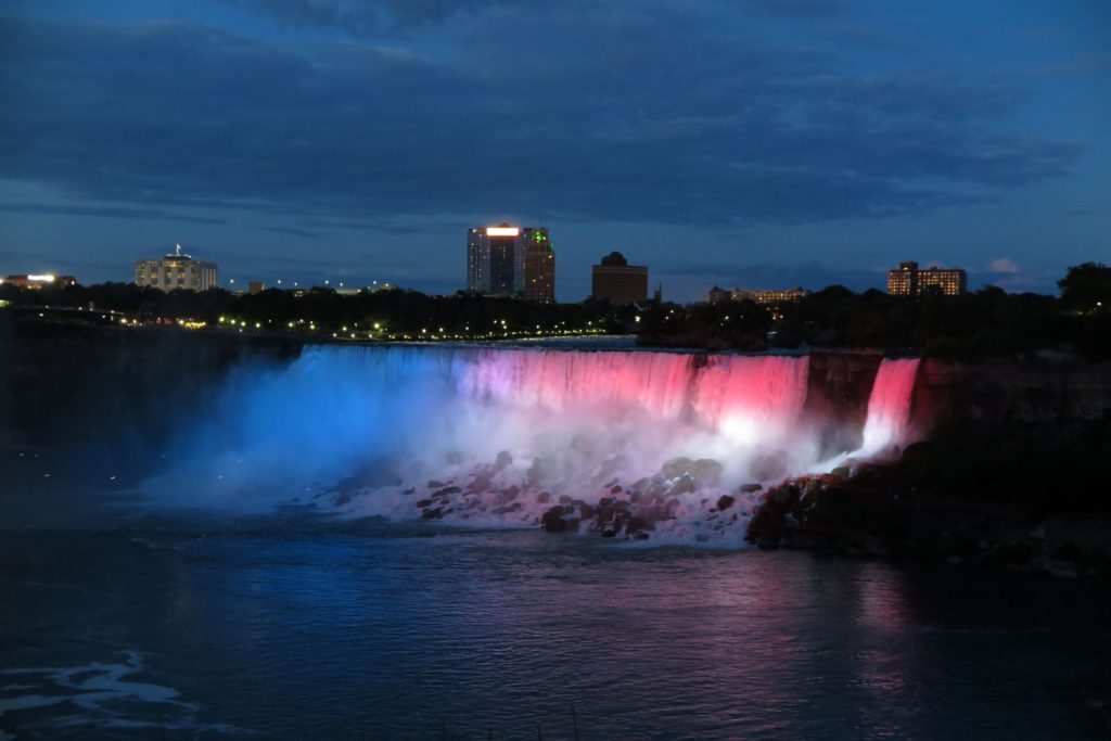 Niagara Falls night light show, Canada side