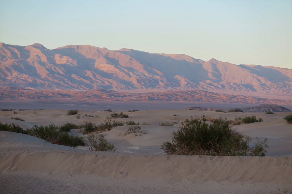 Death Valley at Sunset at Mesquite Sand Dunes - California