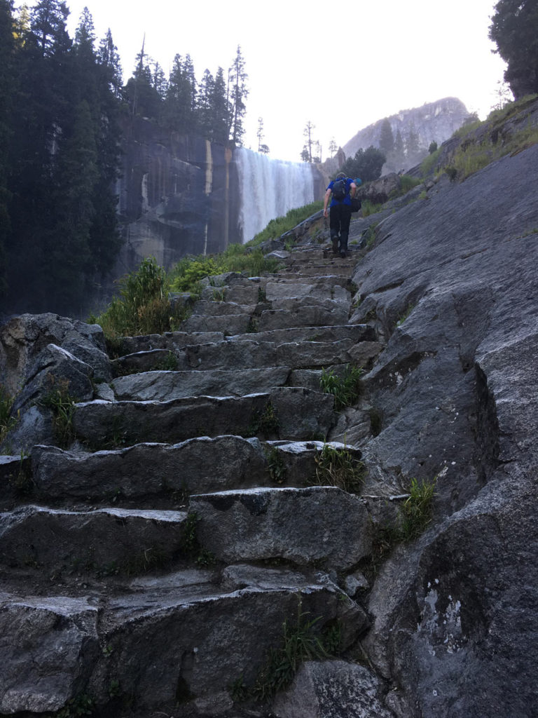 The stairs near Vernal Falls on Mist Trail, Yosemite, California