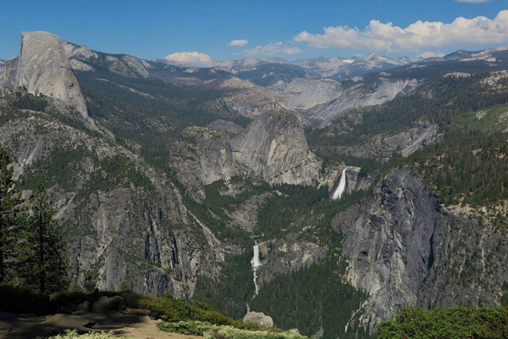 Glacier Point View of Nevada Falls and Vernal Falls - Yosemite, California
