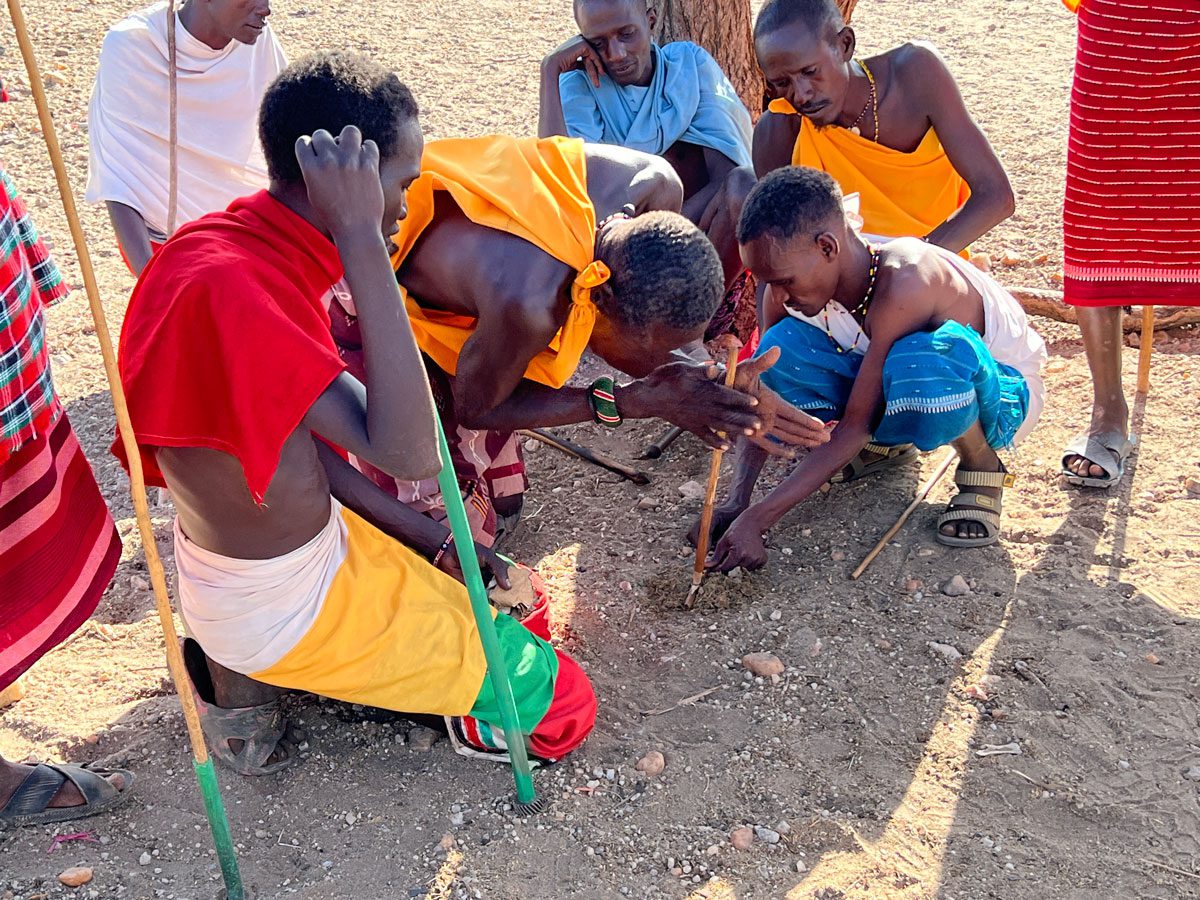 Samburu Tribe - making fire, Kenya